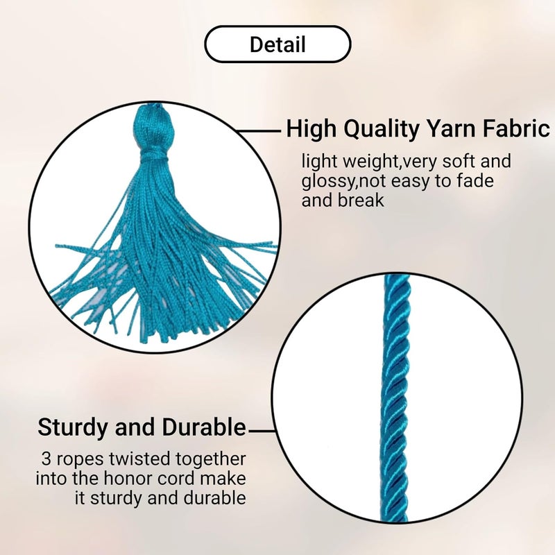 UIALECG 6 Pieces Graduation Cords,Teal Honor Cords,68 Inch - Image 3